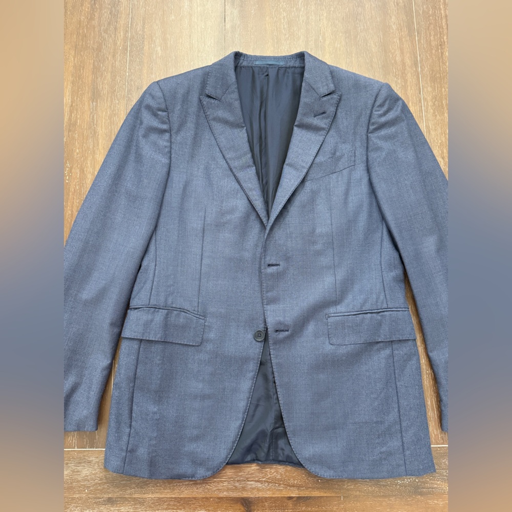 Ermenegildo Zegna Trofeo Wool Blue Plaid Blazer EU 50 US 40R